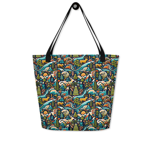 Enchanted Wilderness by B.F.S.C. All-Over Print Large Tote Bag